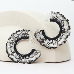 Mignonne Gavigan Fiona Feather Hoop Earrings, Black/White